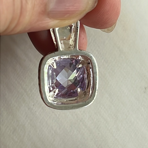 Amethyst stud Earring & Necklace Pendant Set - Picture 4 of 6